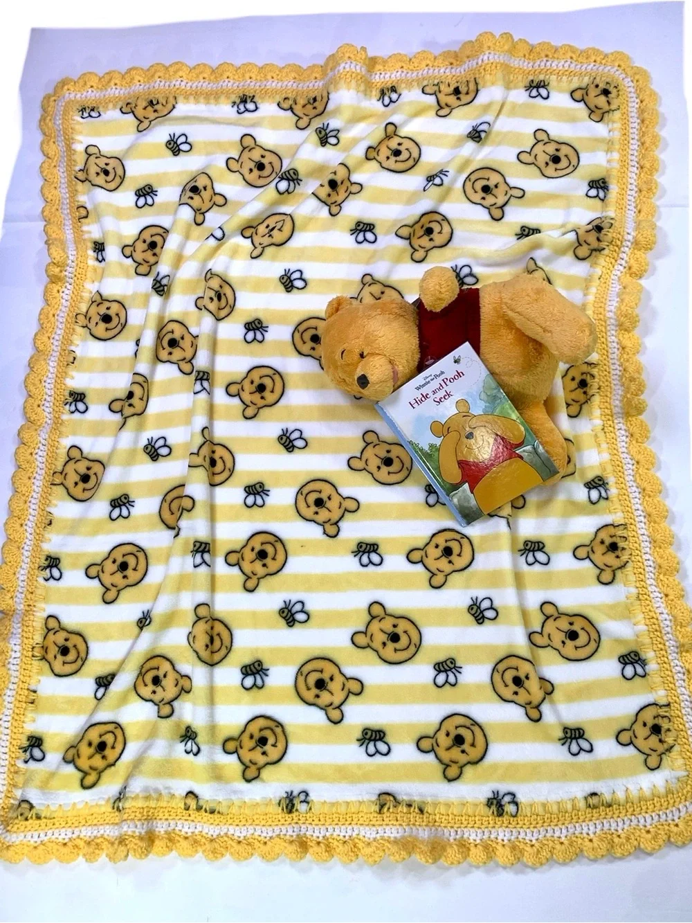 Disney Winnie the Pooh and Bees Crocheted Baby Blanket & Plush Set - Picture 11 of 11